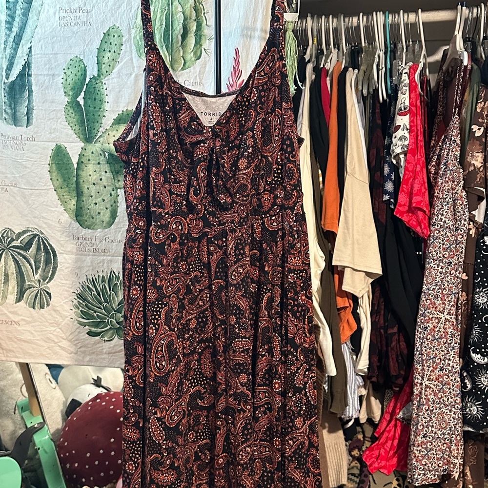 Torrid Black and Brown Paisley Maxi Dress